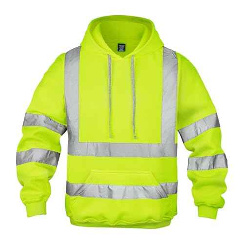 wefeyuv Hi Vis Men's Solid Color Reflective Visibility Sweatshirts Pullover
