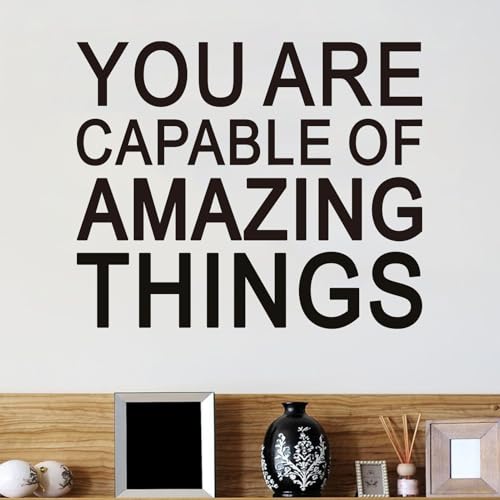 Inspirational Quotes Wall Stickers for Office: Motivational Gym School Classroom Garage Bedroom Vinyl Art Wall Decals - You are Capable of Amazing Things 18" X 15"