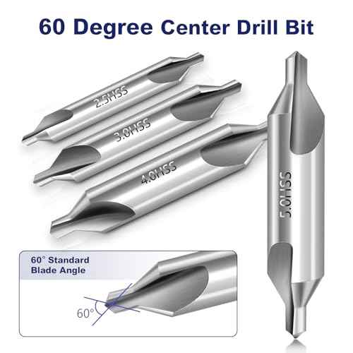 Center Drill Bit Set - M2 High Speed Steel Center Drill, 7pcs 60-Degree Angle Centering Drill Bits Countersink Tools for Lathe Metalworking in Size 1.0 1.5 2.0 2.5 3.0 4.0 5.0