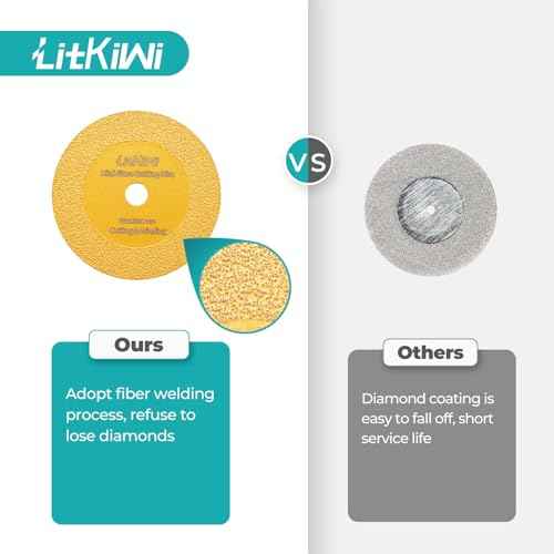 1/4" Hex Shank with 2PCS Diamond Cutting Blade Wheel for PVC Pipe Cutter,Mini Glasses Cutting Disc Also for Cutting Glass, Jade, Crystal, Ceramics and etc.