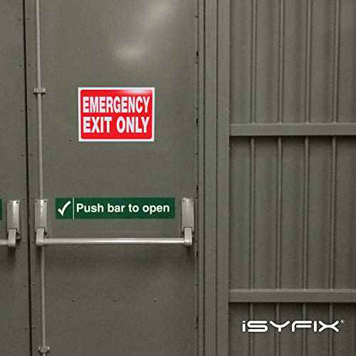 Emergency Exit Only Signs Stickers, 2 Pack 10x7 Inch ? Premium Self-Adhesive Vinyl Decal, Laminated for Ultimate UV, Weather, Scratch, Water & Fade Resistance, Indoor & Outdoor