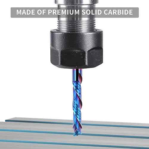 Compression Spiral Router Bit 1/2 Inch Shank, Extra Long 5 Inch Overall Length, 3 Inch Cutting Length, UP&Down CNC Router Bits for Woodworking Milling Slot Mortise