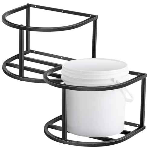 2 Pcs Bucket Holder 5 Gallon Horse Feed Pail Wall Mount 15.5" x 14.5" x 10" for Horse Livestock Water (Bucket Not Included)