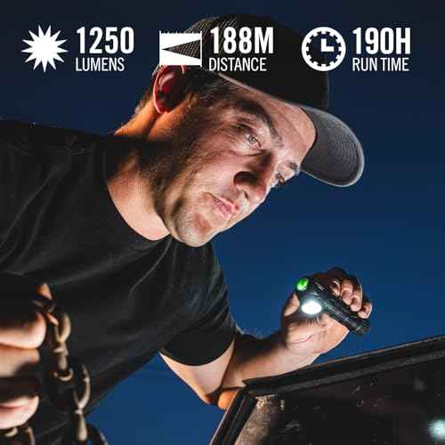 Coast TXM50R 1250 Lumen Rechargeable LED Headlamp with Magnetic Base - 27 Hour Runtime, Easily Converted to Handheld Flashlight, Helmet Mounting Bracket Included, for Work and Outdoors