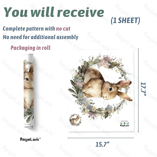 Cute Bunny in the Garland Wall Decal Nursery Rabbit Animal Easter Wall Sticker Removable Peel and Stick Wall Art Decor for Kids Baby Classroom Preschool Living Room Playing Room Bedroom School