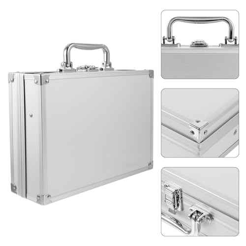 DOITOOL Metal Briefcase Hard Case 10x7x3 Inch Aluminum Briefcases for Men Toolbox Organizer Cash Case Portable Locking Storage Totes Lock Boxes for Personal Items Cash Travel
