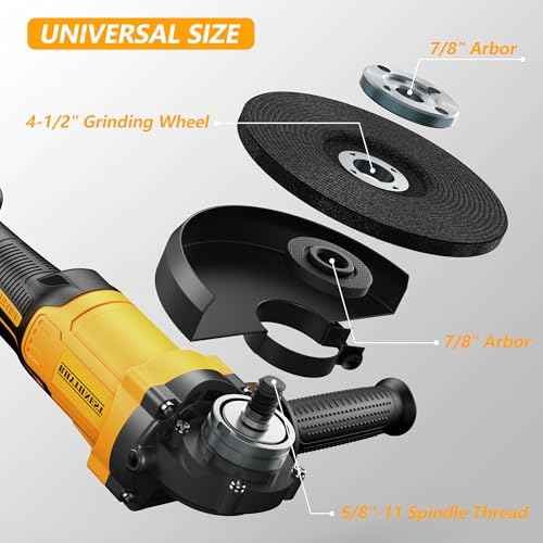 Electric Angle Grinder - 4-1/2 Inch Brushless Motor, Compatible with DEWALT 20V Battery, Wireless Connectivity, Perfect for Polishing, Grinding, and Cutting,Bare Tool Only
