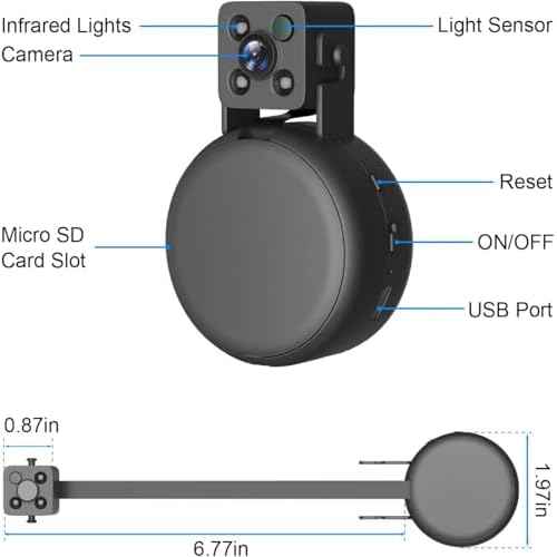 Mini Hidden Spy Camera - FHD 1080P - Small Nanny Cam for Home Security, Indoor/Outdoor Use - Night Vision