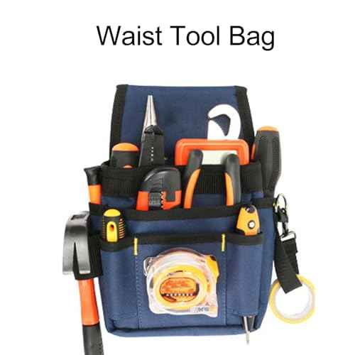 Tool Pouch with Belt Clip, Small Tool Belts for Men, Waist Tool Bag, Electricians Tool Pouch 8 Pockets for Electrician Carpenter Construction