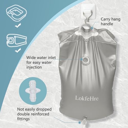 Bedside Shower Water Bag - 2.5 GL Portable Water Shower Bag For Hair Washing In Bed. Use with Inflatable Shampoo Basin, Inflatable Hair Washing Basin, Inflatable Bathtub For Elderly (Grey)