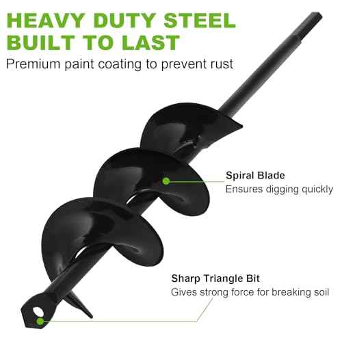 Auger Drill Bit for Planting 2 x 14.5 Inch, Garden Drill Bit for 3/8" Hex Drive, Earth Post Hole Digger Bulb Planter Plant Flower Planting Auger for Drill Rapid Bedding Digging