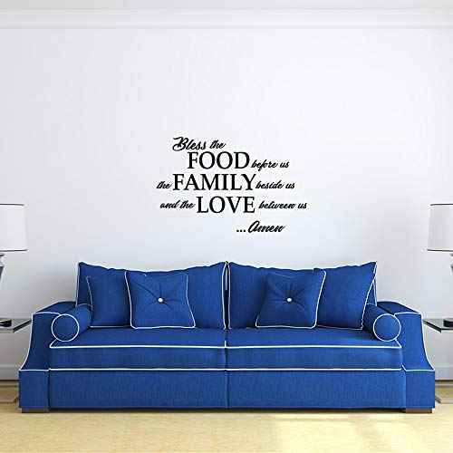 Bless The Food Before us, The Family Beside us, and The Love Between us Amen - Wall Decal Quotes Prayer Dining Room Kitchen Home D?cor Bible Verse Motto Words Art Letters Pure Black Vinyl