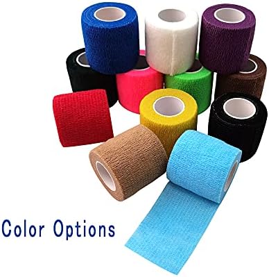 [24 Pack-1" x5Yards] MINGYUE Self Adhesive Bandage Wrap,Athletic Tape,Sports Tape,Wrist and Ankle Wrap Tape,Cohesive Bandage for Vet Tape(Red)