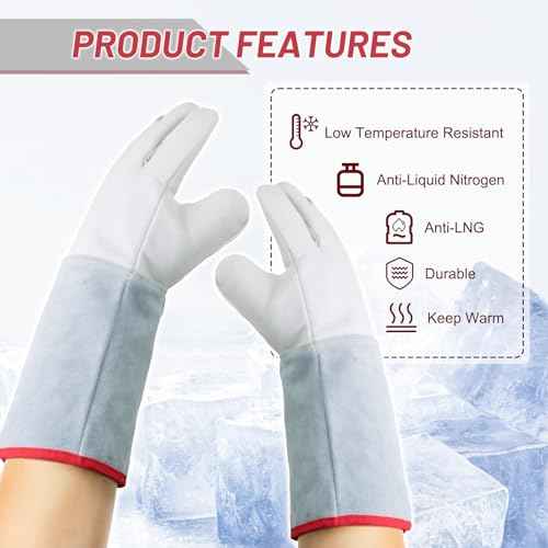 -482¢µ/-250¡É Cryogenic Gloves, 14.2"/36cm Low Temperature LN2 Liquid Nitrogen Freezer Dry Ice Cryo Antifreeze Gloves for Liquid Nitrogen Cold Storage