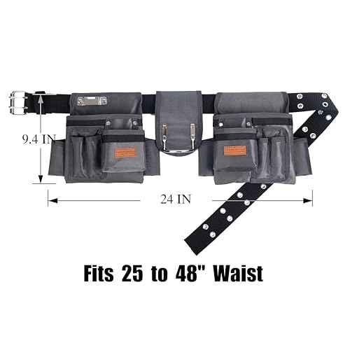 Tool Belt,12 Pockets Tool Belts for Men, Heavy Duty Carpenter/Construction/DIY'er/Electrician .Double layer thickened polyester fiber with waterproof coating.