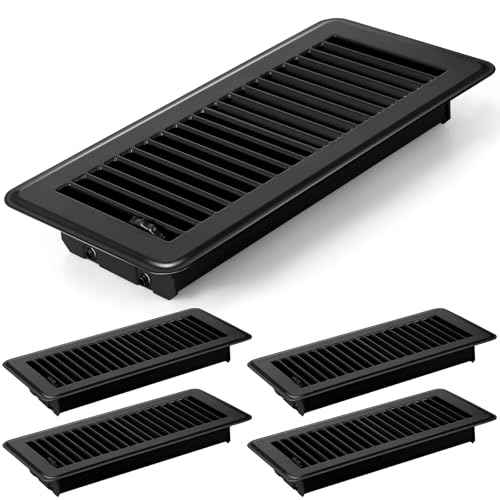 Retisee 4x12 Inches Floor Vent Covers Heavy Duty Floor Register Easy Installation Metal Heat Vent Covers with Rust Proof Finish for Home(Black,4 Pcs)
