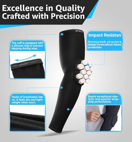 HiRui Elbow Pads for Teenagers Men Women, Elbow Brace Basketball Shooter Sleeves Arm Compression Sleeves