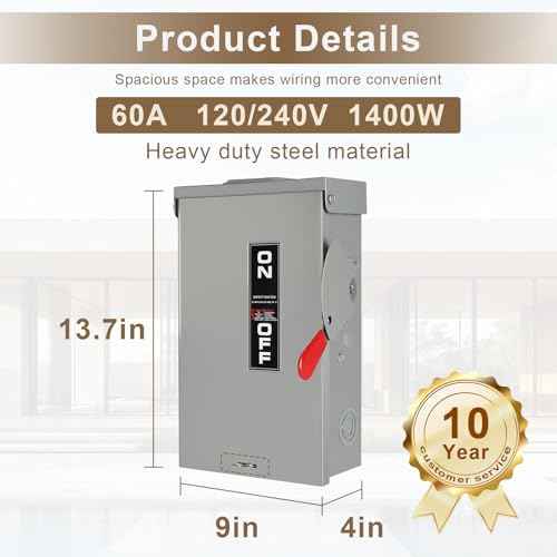 ¡¼Upgrade¡½ 3P 60 Amp Disconnect,Disconnect Switch,Add Ground Design,Non-Fusible,NEMA 3R Standard,Heavy Duty Steel Material,Rust and Corrosion Resistant,for Indoor and Outdoor,120/240v,10-Year Warrnaty