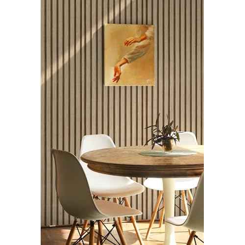 Hopepak Wood Slat Wallpaper Brown Peel and Stick Wallpaper for Bedroom 17.3''x118'' Modern Self Adhesive Removable Wall Paper Faux Wood Grating Stripe Contact Paper Vinyl
