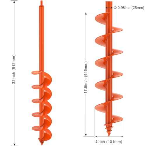 Auger Drill Bit for Planting 4"x32" Garden Drill Bit, Heavy Duty Auger Post Hole Digger with 3mm Thicker Spiral for Bulbs, Plants, Beach Umbrellas, Fence Posts - Fits 3/8" Hex Drive Drill