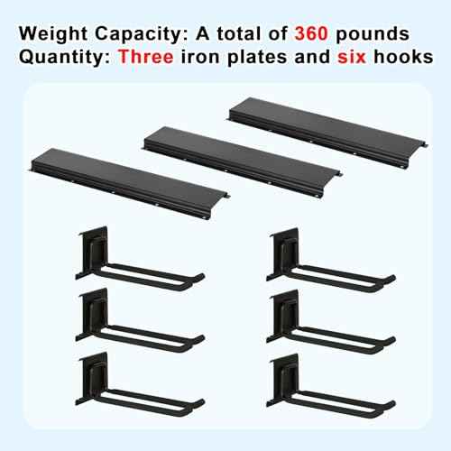 Garage Tool Organizer Wall Mount 48in- 6 Heavy Duty Hooks,360lbs Capacity, Garage Organization & Storage Rack for Broom, Rake & Snow Equipment - Tool Organizer & Men¡¯s Gift Choice