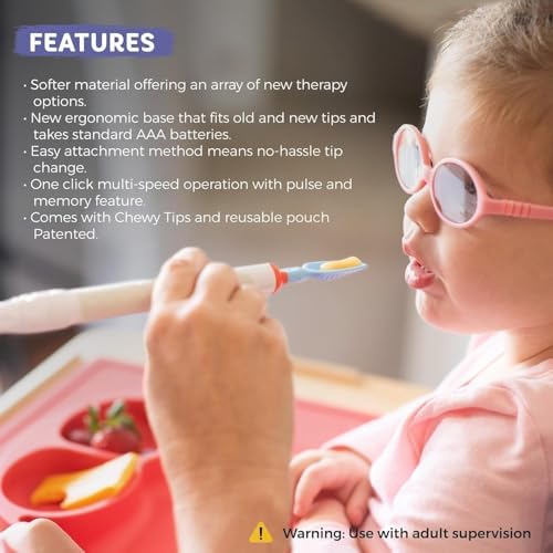 TalkTools Sensi Oral Sensory Therapy Tool with Soft Sensi Jaw Tips (Ocean Blue, 10 Tips Set - Ocean Blue)