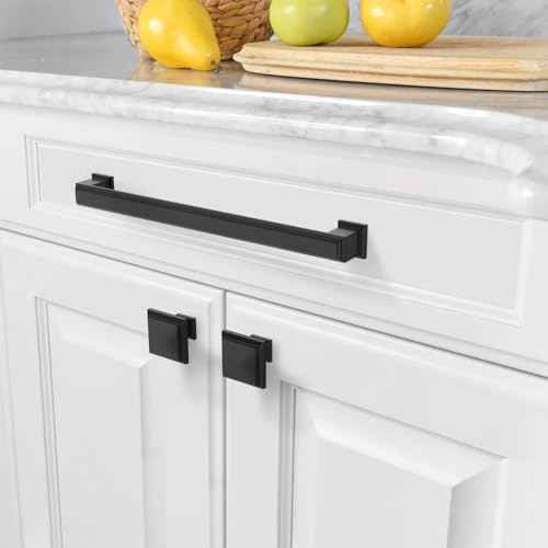 Amerdeco 10 Pack Matte Black Cabinet Pulls 6.3 Inch(160mm) Hole Center Gold Kitchen Cabinet Handles Cabinet Hardware for Bathroom Drawer Pulls ZH0001¡¦
