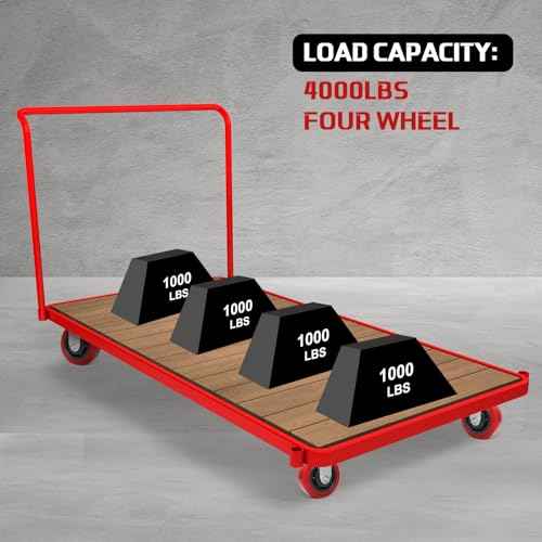 5 Inch Polyurethane Caster Wheels- Polyurethane on Polyolefin Core Wheel with Double Roller Bearing, Casters Set of 4 Heavy Duty with 4000 lbs Capacity, Use for Handling, Industrial Trolleys