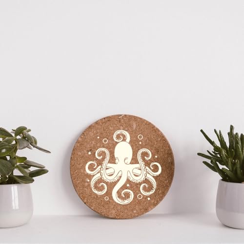 Octopus Sea Wall Stencil Template 11.8 x 11.8 Inch Reusable Plastic Ocean Themed Stencil for Painting on Wood Wall Floor Tile Fabric Glass DIY Home Decor