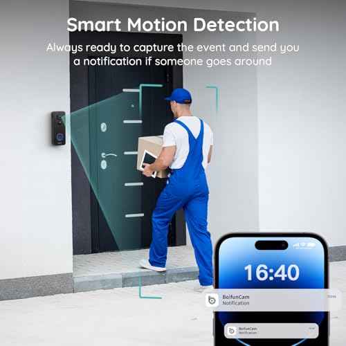 BOIFUN 2K 180¡Æ Head?to?Toe View Doorbell Camera Wireless ? No Subscription, Smart AI Detection, Live View with Two?Way Talk, Battery Video Doorbell, 2.4?GHz Wi?Fi Only