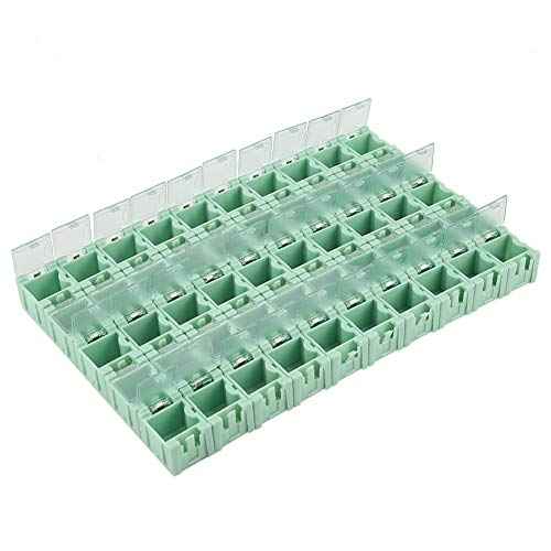 50 Pcs/Set Green IC Component,Tool Boxes Tool Organizers Box SMD Electronic Component Container Mini Storage Boxes kit