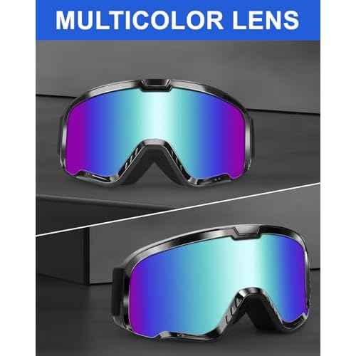 ATV Dirt Bike Goggles 2-Pack Motorcycle Motocross MX UTV MTB Helmet Riding OTG Goggles UV400 Anti-Fog Scratch Dustproof for Men & Women Adult Youth Kids£¨Color+Clear£©