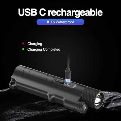 DARKFANG EDC Flashlight with Green Beam, Long Range Portable Flashlight for Hiking and Camping Outdoor