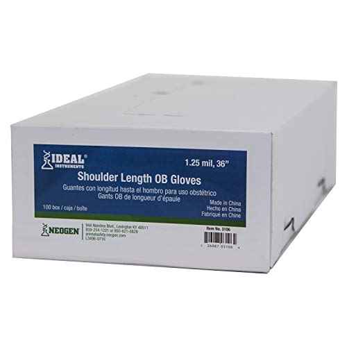 Neogen IDEAL 043-3106 086033 Shoulder Length Disposable Ob Glove, 100 Piece Box