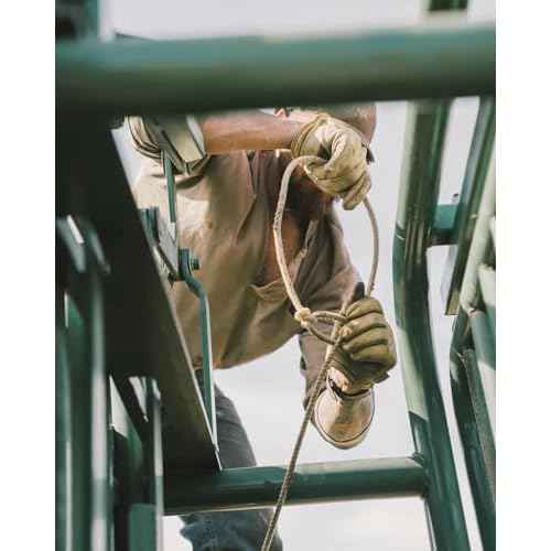 Iron Fencer Leather Work Glove- 207 Medium Cowhide Leather Fencing Gloves for Men Heavy Duty Double Palm, Guantes de Trabajo, Ranch, 207M