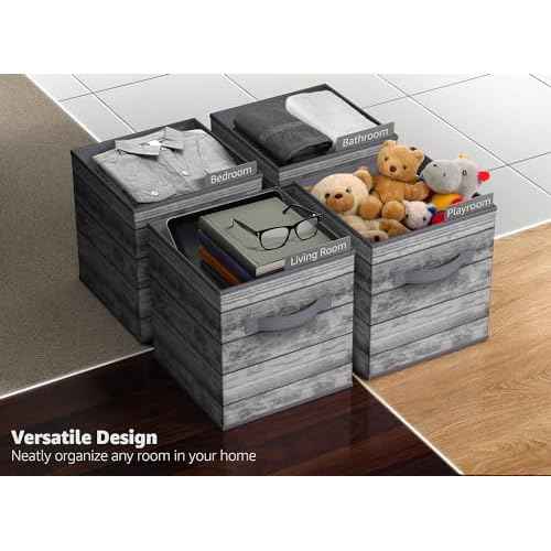 Sorbus Foldable Storage Bins - 11 Inch Sturdy Collapsible Fabric Storage Cubes with Handle - 4 Baskets for Organizing Clothes & Toys - Organization & Storage Baskets for Shelves, Pantry, Closet, Cubby