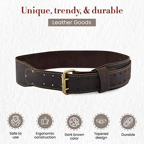 Style N Craft - 3" Wide, Long, Tapered Full-Grain Oiled Leather Work Belt, Durable, Stylish and Rugged, available in 3 sizes