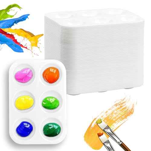 Paint Tray Palettes Plastic Paint Pallets for Kids or Students Watercolor Palette Painting Tray for Painting Party, DIY Craft and Art Painting (50)