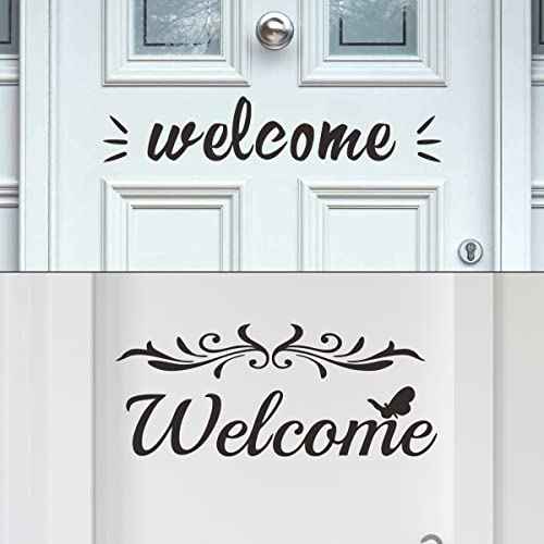 2 Sheets Welcome Sign Stickers - Peel & Stick Vinyl Decals for Front Door, Welcome Letters, Entryway, Office, Bedroom & House Doors