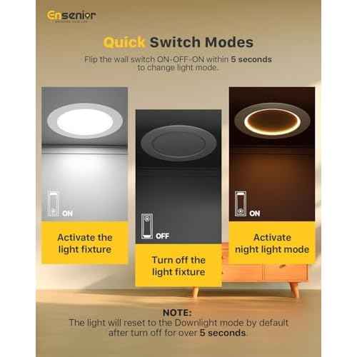 Ensenior 12 Pack 4 Inch 5CCT LED Can Lights with Night Light, Retrofit Led Recessed Lighting, Dimmable, 7W 120V, 700LM