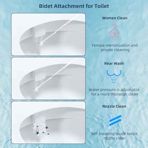 Hibbent Bidet Attachment for Toilet, Self Cleaning Dual Nozzle, Hot & Cold Water Spray Non-Electric Mechanical Bidet Toilet Seat for Rear or Female Washing Sanitizing, Adjustable Water Pressure, White