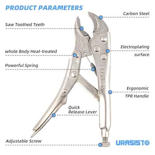 7-Inch Locking Pliers, Curved Jaw Locking Pliers with Wire Cutter, Fit for Clamping Twisting Welding