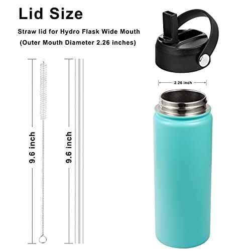 KMN Straw Lid for Hydro Flask Wide Mouth, Lids with Straw for Hydroflask 12 16 18 20 32 40 oz Wide Mouth, Replacement Straw Cap for Hydroflask, Top Sport Bottle Lids Accessories