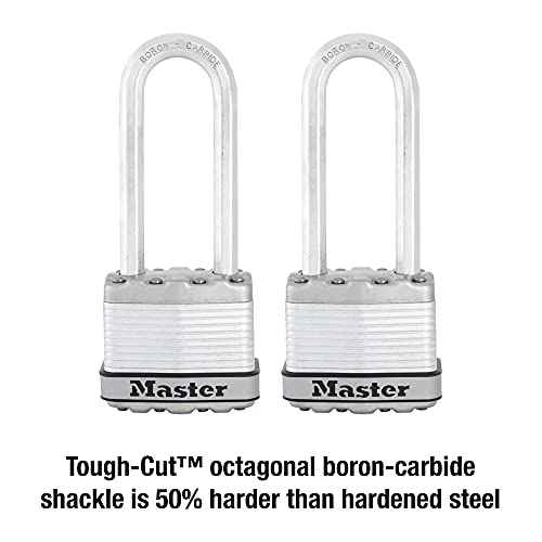 Master Lock M1XTLJ Magnum Heavy Duty Padlock with Key, 2 Pack Keyed-Alike