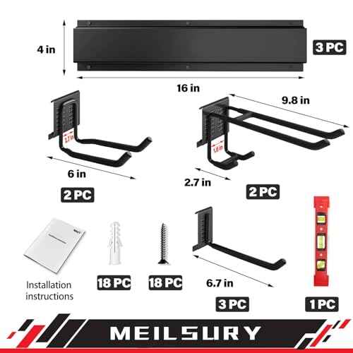 Garage Storage, 48-INCH Garage Tool Organization Wall Mount, Upgraded to Support Max 440lbs Garage Garden Tool Organizer, Professional Wall Mount Tool Storage Racks with 3 Rails and 7 Hooks