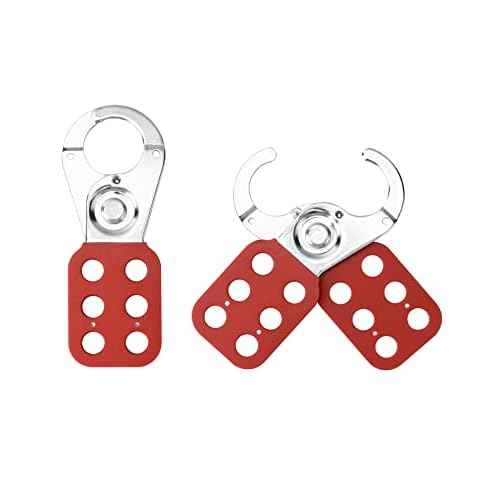 QWORK Lock Out Tag Out Hasp, 12 Pack Tamper-Proof Stainless Steel Padlock Hasp with Extended Jaw, Red