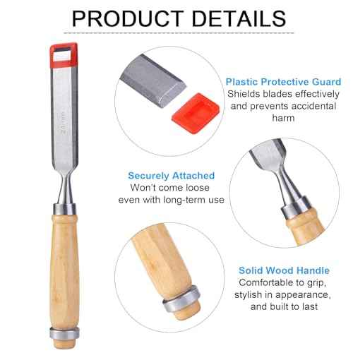 4 Piece Wood Chisel Set, Sturdy Carton Steel Chisels with Wood Handle, Wood Tools for Woodworking and DIY Projects (6mm, 12mm, 18mm, 24mm)