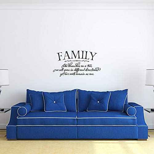 Family Like Branches on a Tree we All Grow in Different Directions Yet Our Roots Remain as one - Pure Black Vinyl Wall Decals Quotes Handwriting Seperated Art Letters Wall Sayings Home D?cor