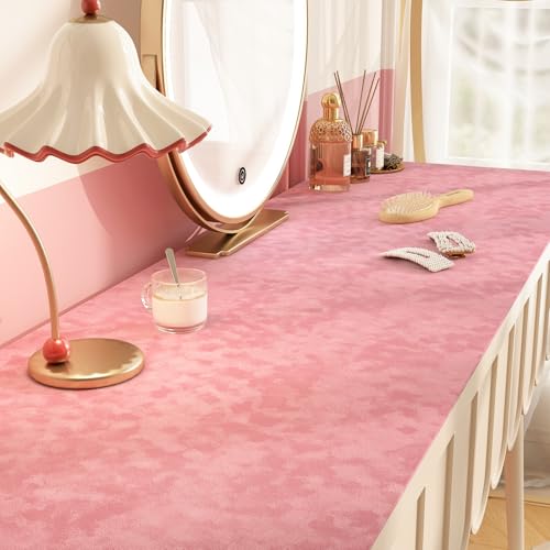 Stickyart Dusty Pink Velvet Wallpaper Peel and Stick Luxury Fabric Textured Pink Contact Paper for Dresser Removable Soft Flocking Wall Paper Self Adhesive Felt Sheets for Liner Girls Bedroom 12"x80"