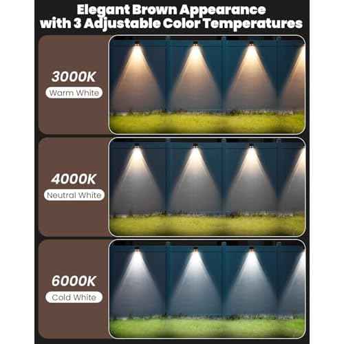 Brighter Solar Fence Lights-3000/4000/6000K 3 Mode,Solar Lights Outdoor Waterproof,Dusk to Dawn Deck Light, Outdoor Lighting for Backyard/Railing/Wall/Step/Patio(8 Pack,Brown)